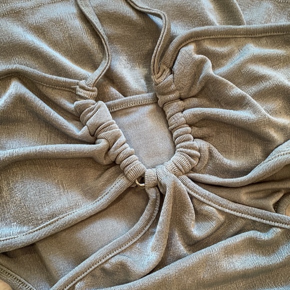 NWT cut out maxi dress sea foam sage halter silky thighsplit halter2-4/6-8/10-12 - Picture 3 of 17